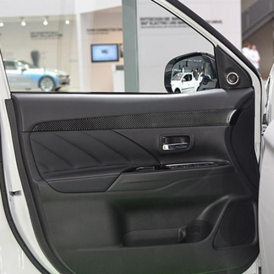 2Pcs Carbon Fiber Interior Front Door Panel Cover Trim For Mitsubishi Outlander