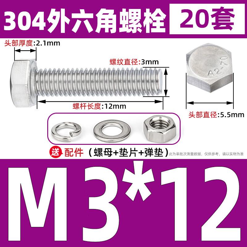 Allies 304 Stainless Steel External Hex Bolt & Nut Assortment