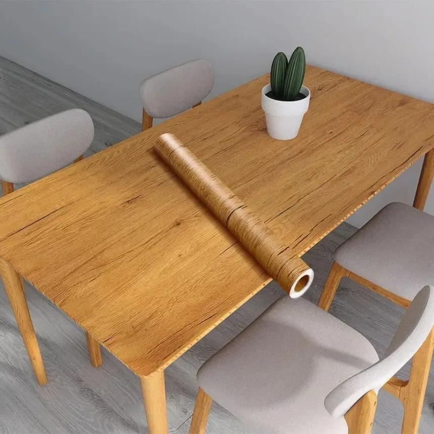 90cm Width Wood Grain PVC Wallpaper for Door Wardrobe Cupboard Table Furniture Waterproof Self Adhesive Stickers Wall Stickers