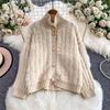 Winter Women Sweater Turtleneck Loose Cardigan Long Sleeve Single Breasted Jacket High End Temperament Coat