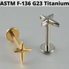 Cz Four Pointed Star G23 Solid Titanium Cartilage Earrings Stud 16G Internally Threaded Sun Helix Ear Tragus Piercing Jewelry