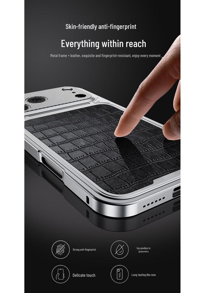 Crocodile Pattern Leather Metal Frame Anti-Drop Case for iPhone 17 Pro Max