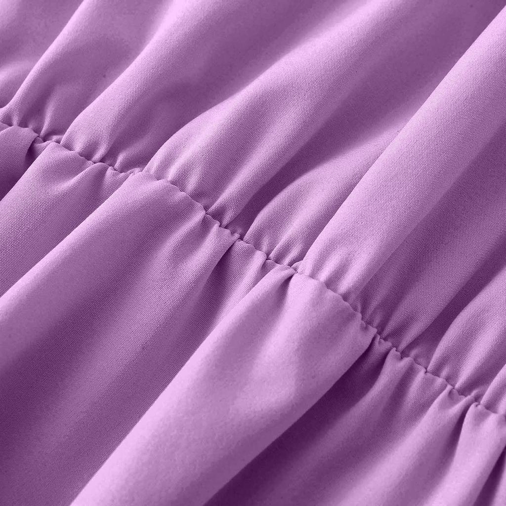 Abito estivo da donna con scollo a V, senza maniche, cintura larga, tinta unita e volant