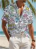 Men's Casual Cartoon Graffiti Printed Short - Sleeve Shirt, Polyester Material, Mixed Color, Multiple Specifications Available, Fashionable Design,