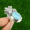 Sterling Silver Natural Larimar Statement Multi Stone Ethnic Engagement New Ring