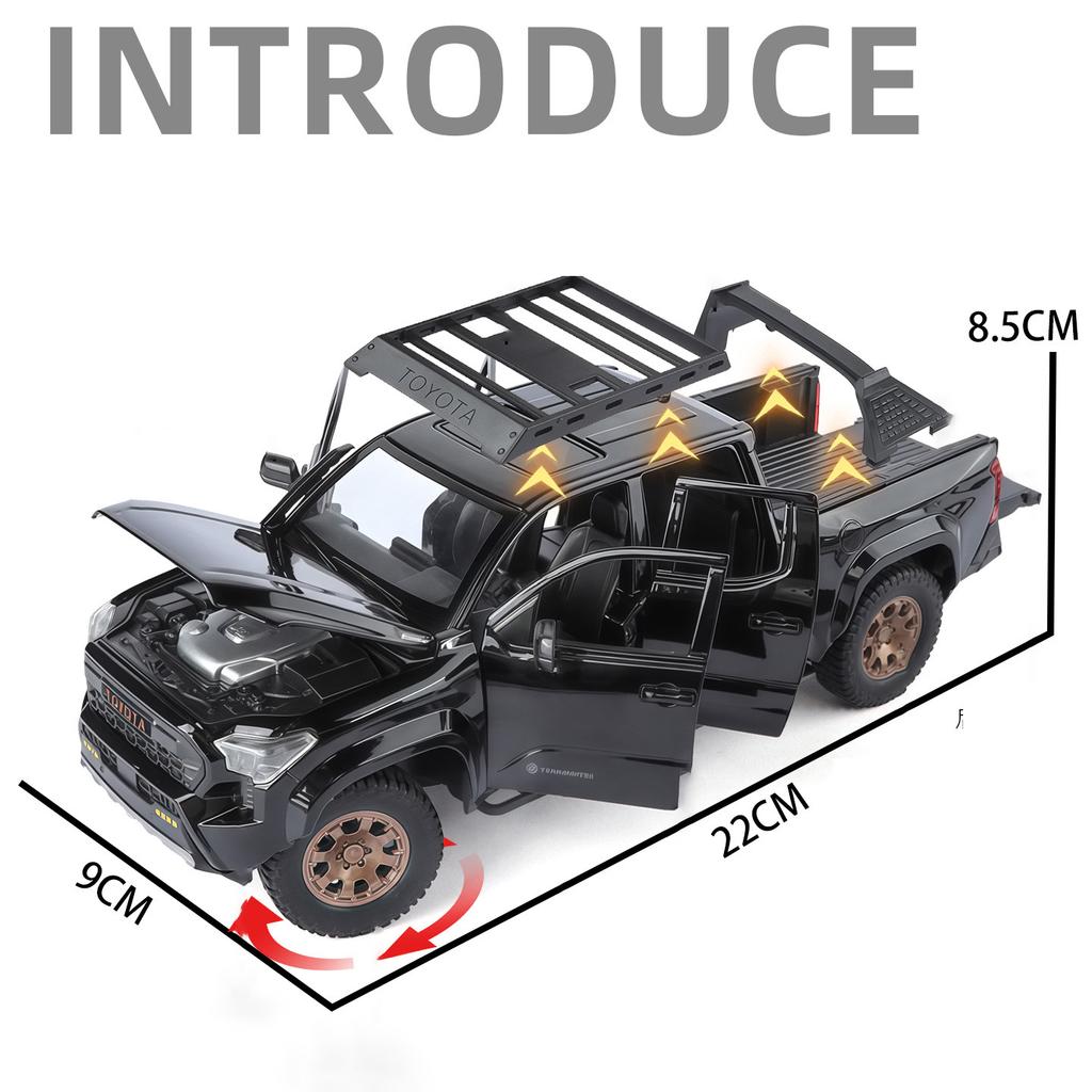 1/24 Toyota Tacoma Picku Wagon Alloy Model Car Toy Diecasts Casting Sound and Light Car Toys for Children Vehicle
