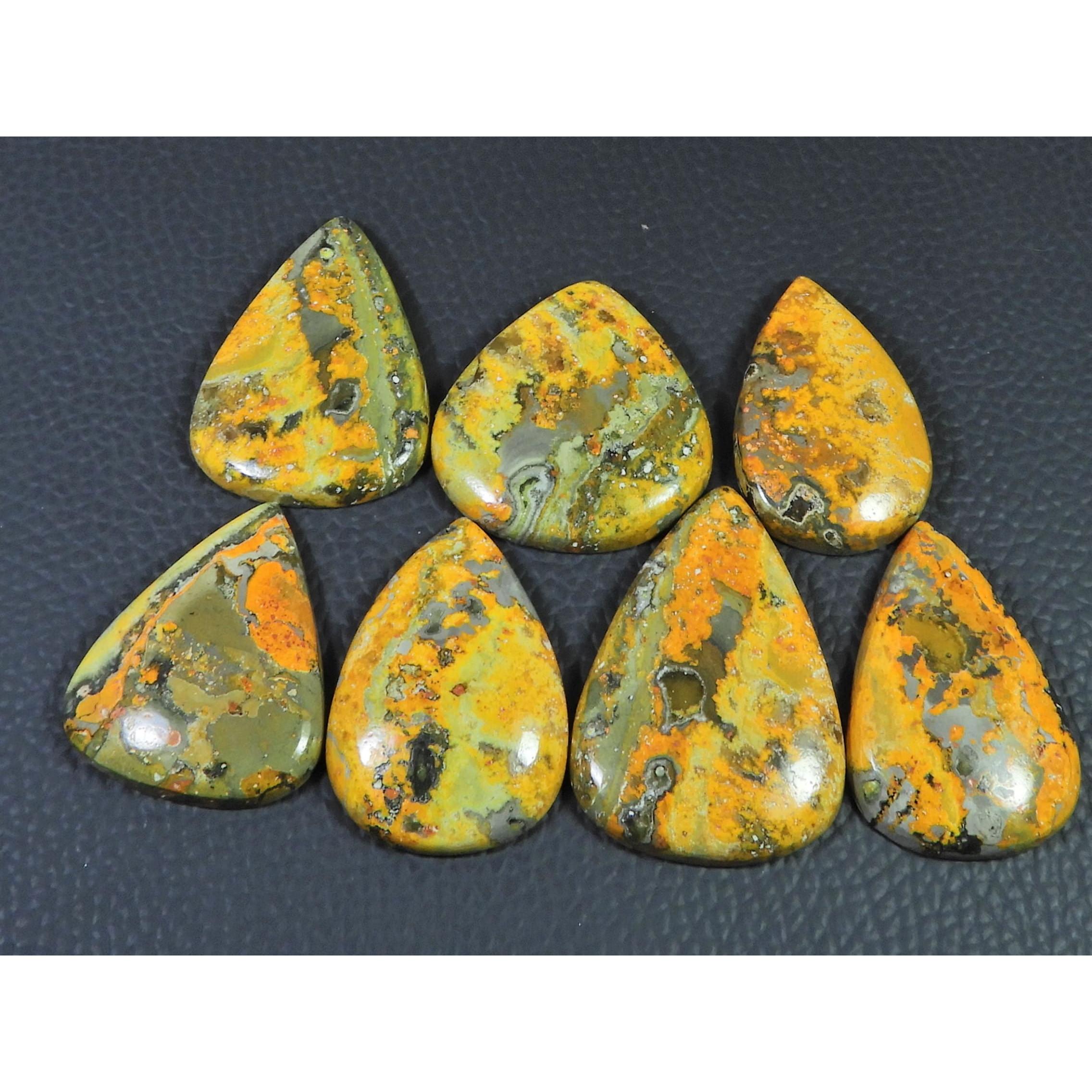 242Cts. Natural Bumble Bee Jasper Pear Cabochon Loose Gemstone 07 Pcs Lot C-2269
