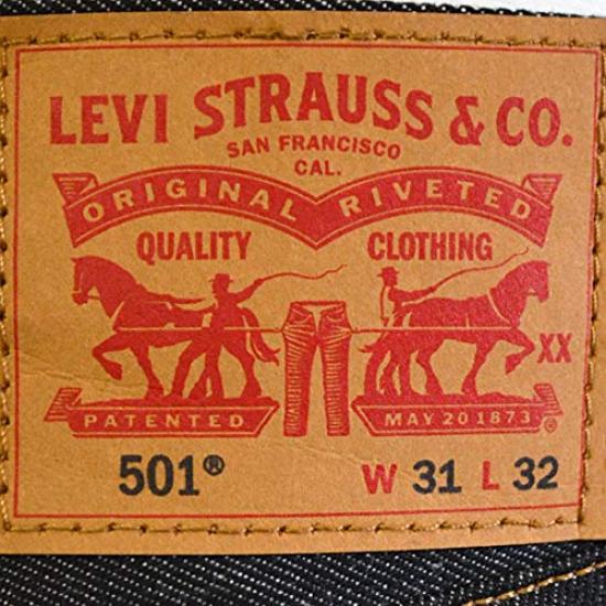 Levi's Men's 501 Button Fly Rigid Straight Jeans Unwashed Raw Denim black Waist32 Length32
