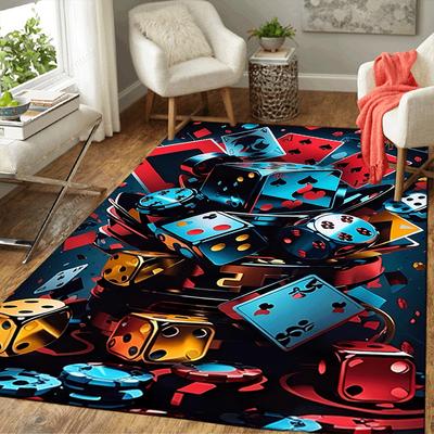 1pc Dice Design Area Rug - Soft, Anti-Slip, and Durable Gaming Room Decor for Bedroom