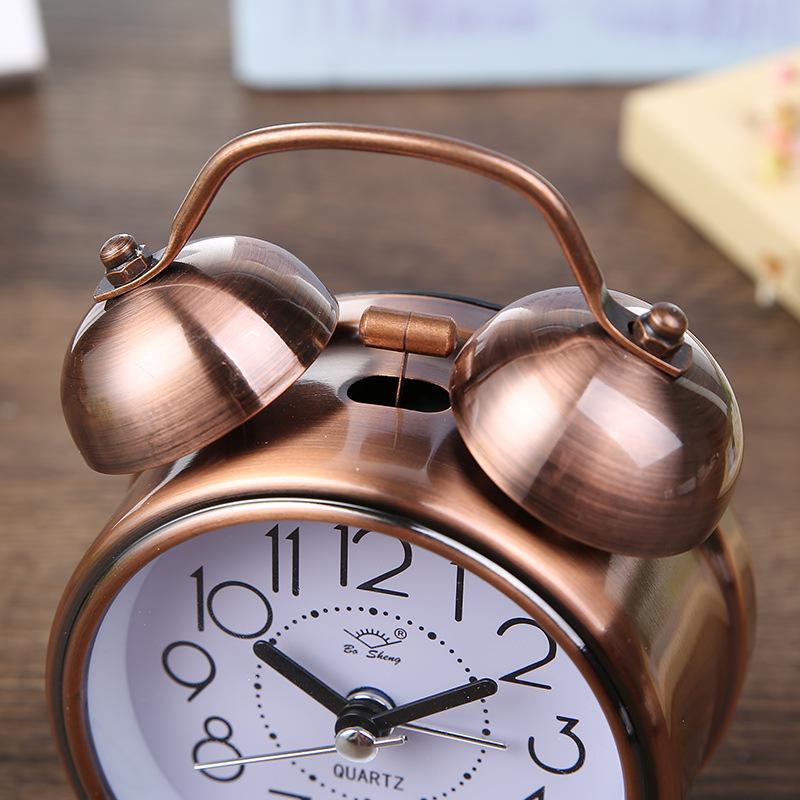Alarm Clock Vintage Retro Silent Pointer Clocks Playing Bell Loud Alarm Clock with Light