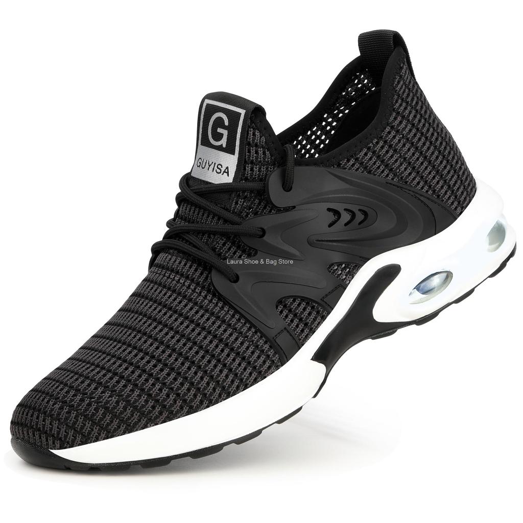 Mode Anti-Smash Sicherheitsschuhe Herren Stahlkappe Sneaker Luftpolster Sport Arbeitsschuhe Männlich Bauarbeit Sicherheitsstiefel Männlich Atmungsaktiv
