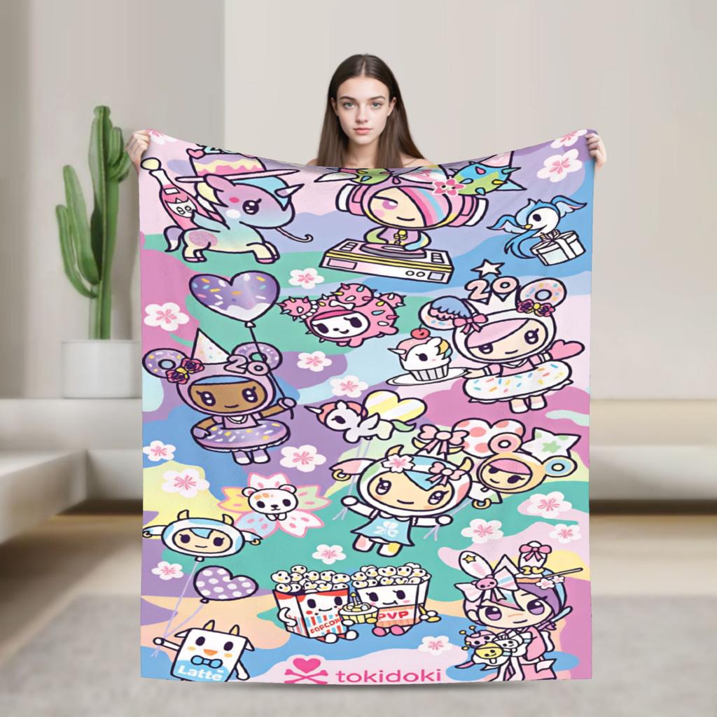 T-Tokidoki-S Warm Soft Blanket Decorative Plush Throw Blanket Street Trend Couch Chair Flannel Bedspread Sofa Bed Cover
