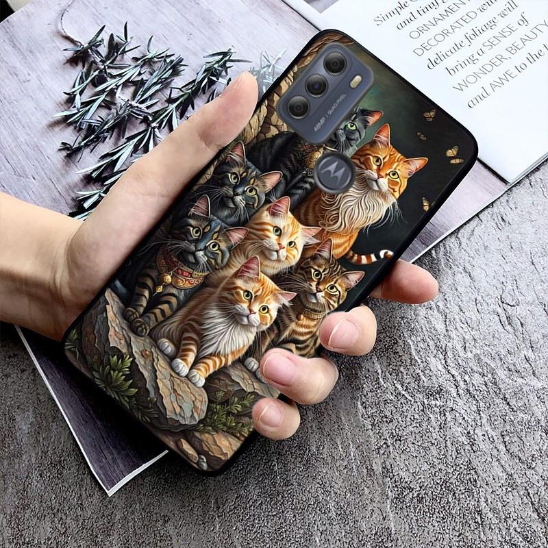 Cat Art Phone Case For Moto Edge 50 40 Pro Edge 40 30 Ultra Neo Fusion G Power G Stylus G Play E32 E20 E40