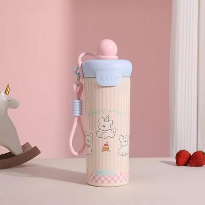 Changqi Edelstahl Cartoon Thermobecher mit Strohhalm