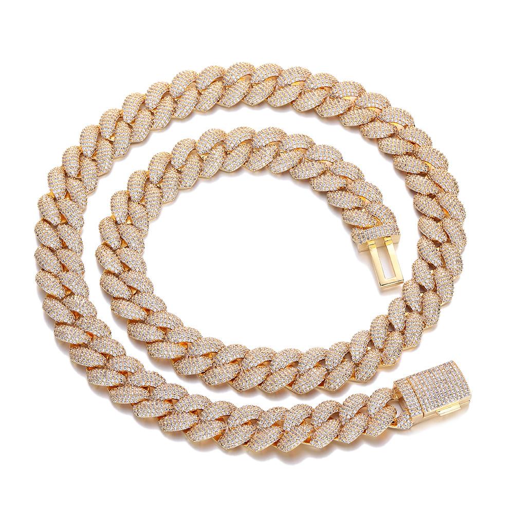 

11Mm three-dimensional bubble Cuban chain bracelet necklace hip-hop trendy brand zircon jewelry versatile jewelry street style Bracelet 7inch (length about 18cm)