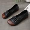 Plus Size Shoes for Women Soft Leather Retro Shallow Single Shoes Casual Ladies Loafers Slip On Fashion Moccasin Mom Shoes