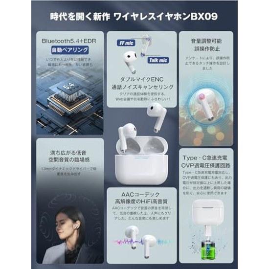 Wireless Earphones Bluetooth 5.4 Double Microphone ENC CVC8.0 Call Noise Cancellation Automatic Pairing EDR Spatial Audio Quality Hi-Fi Sound AAC Ear