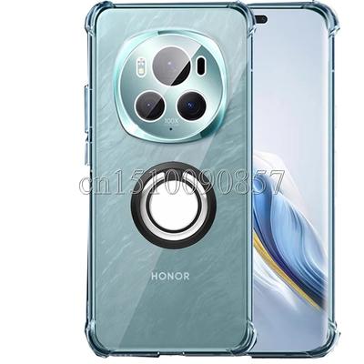 For Huawei Honor Magic 6 Pro Magic6 Pro Lite Magnetic Ring Holder Stand Soft Airbag Case For Honor Magic 6pro 5lite Shockproof Clear Silicone Cover