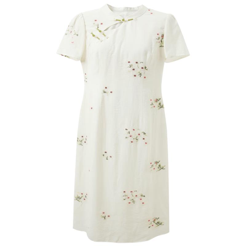 Elegant New Chinese Style Embroidered Midi Dress L