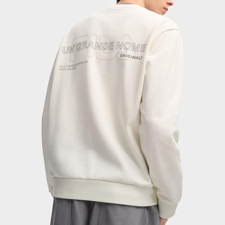 Fila Original Trendy Fashion Classic Retro Comfortable Casual Loose Pullover Crewneck Sweatshirt Men Sweatshirt Cloud-White F11M549212FIV