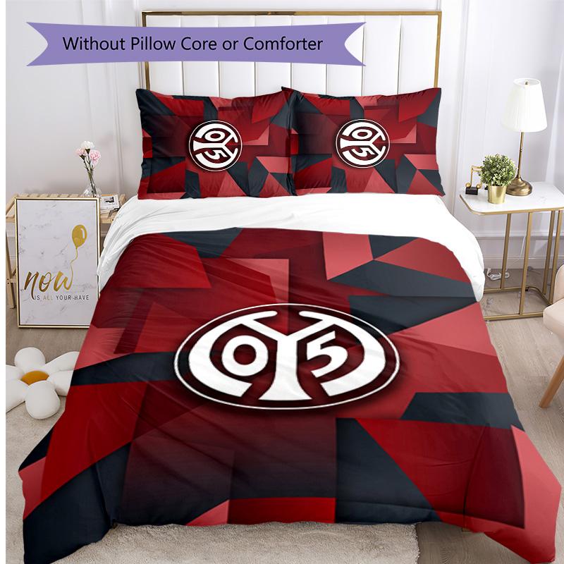 Mainz FC Printed 3PCS Bedding Set Breathable Duvet Cover with Pillowcases Decorative Bed Linen for Bedroom Home