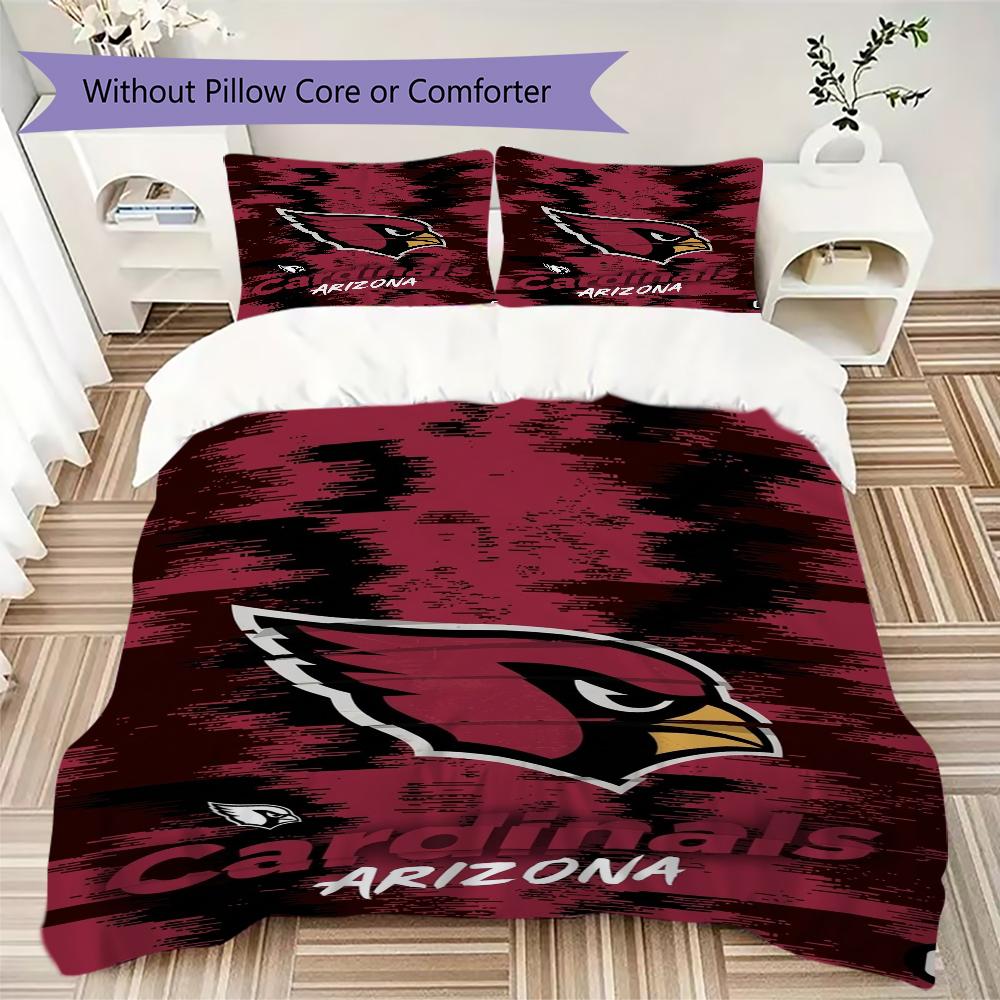 Arizona Cardinals Pattern Bedding uilt Set uilt Cover Pillowcase Home Decoration Birthday Gift (1*duvet cover + 2*pillowcase without core)