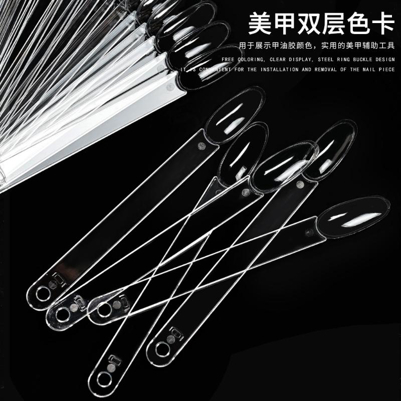 50 Pcs Fan Style Clear Nail Swatches Sticks Nail Art Accessories for Gel Polish Display and Easy Color Comparison