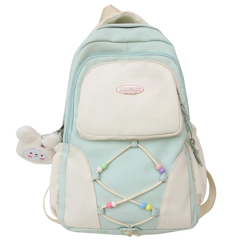 

Женская школьная сумка с цветными блоками, студенческая компьютерная дорожная сумка, рюкзак большой емкости зелёный