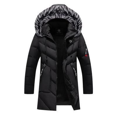Winter Parka Men 'S Solid Jacket Thick Warm Coat Long Hooded Jacket Fur Collar Windproof Padded Coat Fashion Men