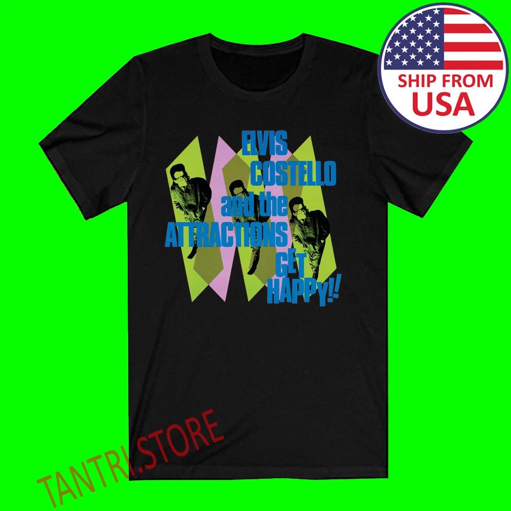Elvis Costello And The Attractions Get Happy Men s Black Size S to 3XL XL