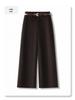 Unisex High-Waisted Gray Wool Sweatpants for Kids, Winter 2025: Thick Wide-Leg Petite Fit
