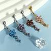 Rhinestone Flower Pendants Belly Button Ring Colorful Body Piercing Jewelry  Girls