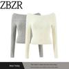 Za Export New Arrival Women's Clothing ZR Fashion Style Fashion All-Match off-Shoulder Cable Stitch Single-Breasted Knitting Sweater