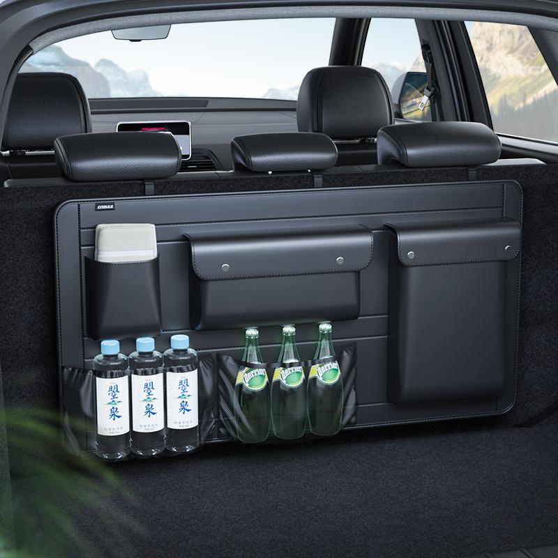 Car Trunk Organizer For SUV Leather Auto Seat Back Hanging Storage Bag Bottle Water Cup Tools fire Net Pockets Holder Travel Bag