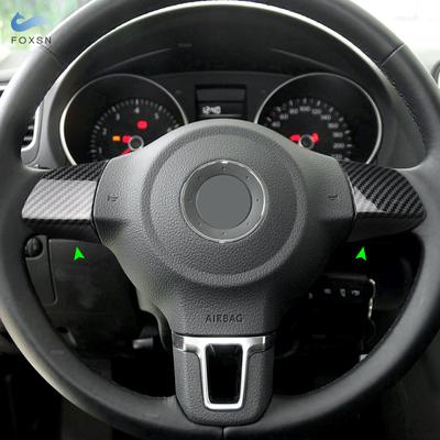 2 peças acessórios para carro ABS fibra de carbono padrão volante capa guarnição para VW Golf 6 MK6 Bora Polo Jetta Eos Touran