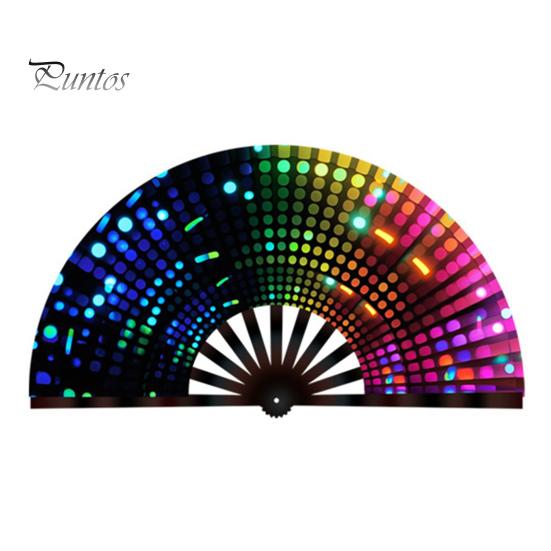 מניפה מתקפלת פלואורסצנטית UV קלת משקל מניפה ידנית לריקוד קונג פו מניפה ניידת לקירור קיץ קישוט אביזרי מסיבה