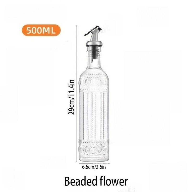 1PCS Oil Bottle Leak-Proof Glass Olive Oil Decanter Round with Pouring Spout, Cooking Oil Container Ideal Gift for Kitchen Tools