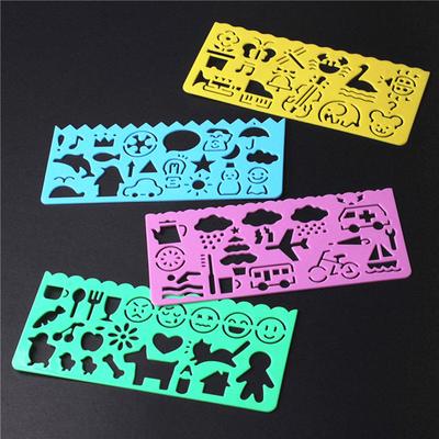 4Pcs Korea Stationery Cartoon Ruler Oppssed Drawing Template Mould