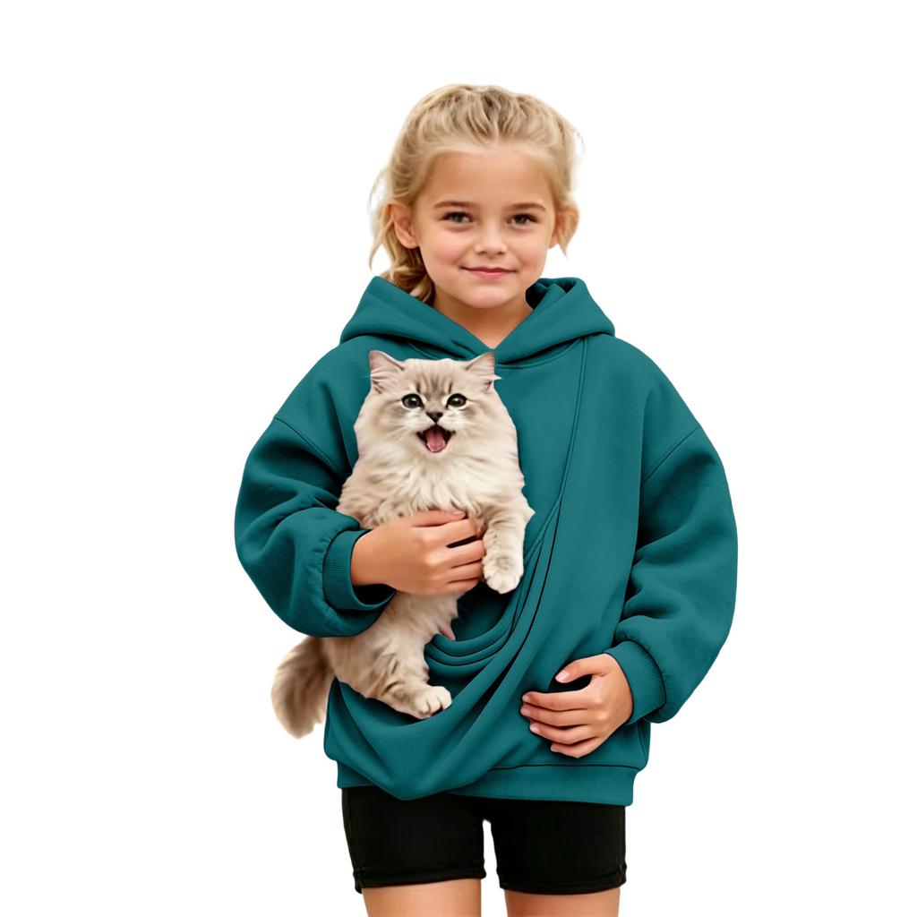 Sudadera con capucha de manga larga para niños y niñas, informal, cómoda, para otoño e invierno, sudadera con capucha sin cierre