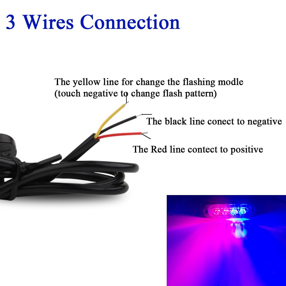 4LED Ultra-thin Strobe Light 12-24V Car Motorcycle Side Light Red Blue White Amber Truck Warning Strobe Police Light