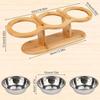Elevated Cat Bowls Raised Wood Stand Feeder With 3 Stainless Steel Bowls Feeding & Watering Supplies For Puppy Cats Accessories