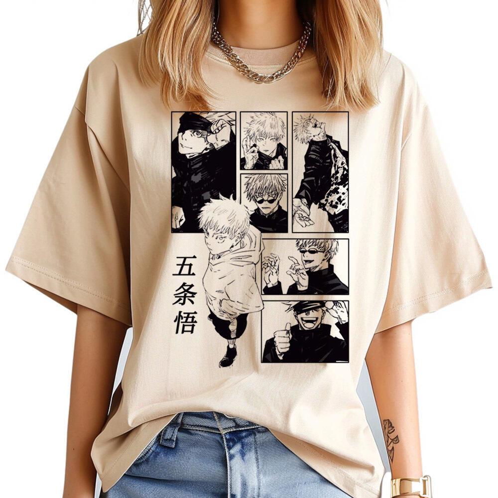 Jujutsu Kaisen Gojo tshirt Women hip hop Breathable aesthetic 2000s anime Punk top tees University Pop Culture streetwear kawaii