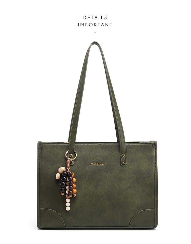Women's Olive Green Retro Tote Bag - High-end Shoulder Bag for Autumn/Winter 2025