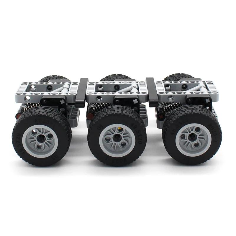 Non-Toxic 6-Wheel Trailer Assembly Mini Three-Axis Chassis Building Blocks 119Pcs Mechanical Unit Model Moc Technical Bricks Assembly