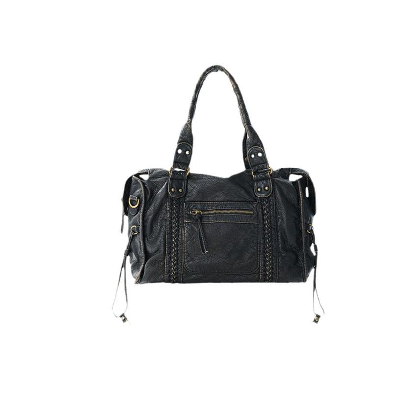 French Tote Bag, Retro Motorcycle Trend, Large-capacity Bag, Women's Casual and Versatile Single-shoulder Crossbody Bag