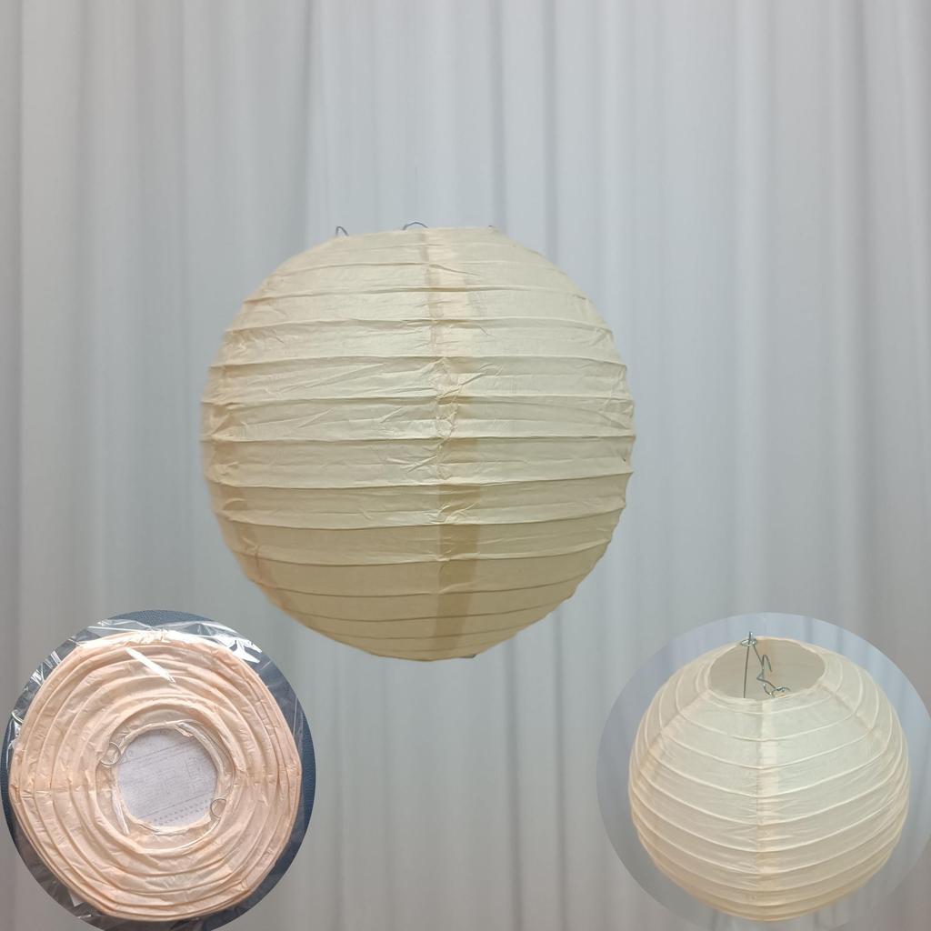 10-Inch Round White Paper Lantern, Red Mid-Autumn Festival & Wedding Decoration