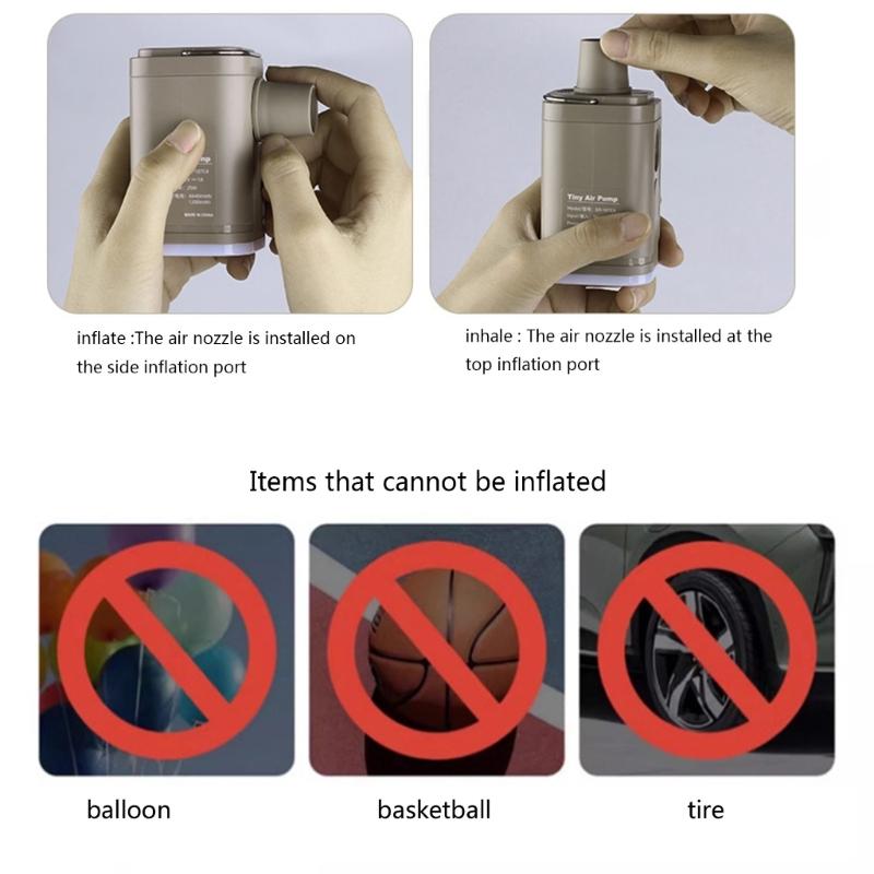 Fast Inflate Deflate Pump Electric Airs Pump with LED Light Small Airs Mattress Pump for Pool Float, Sleep Pad