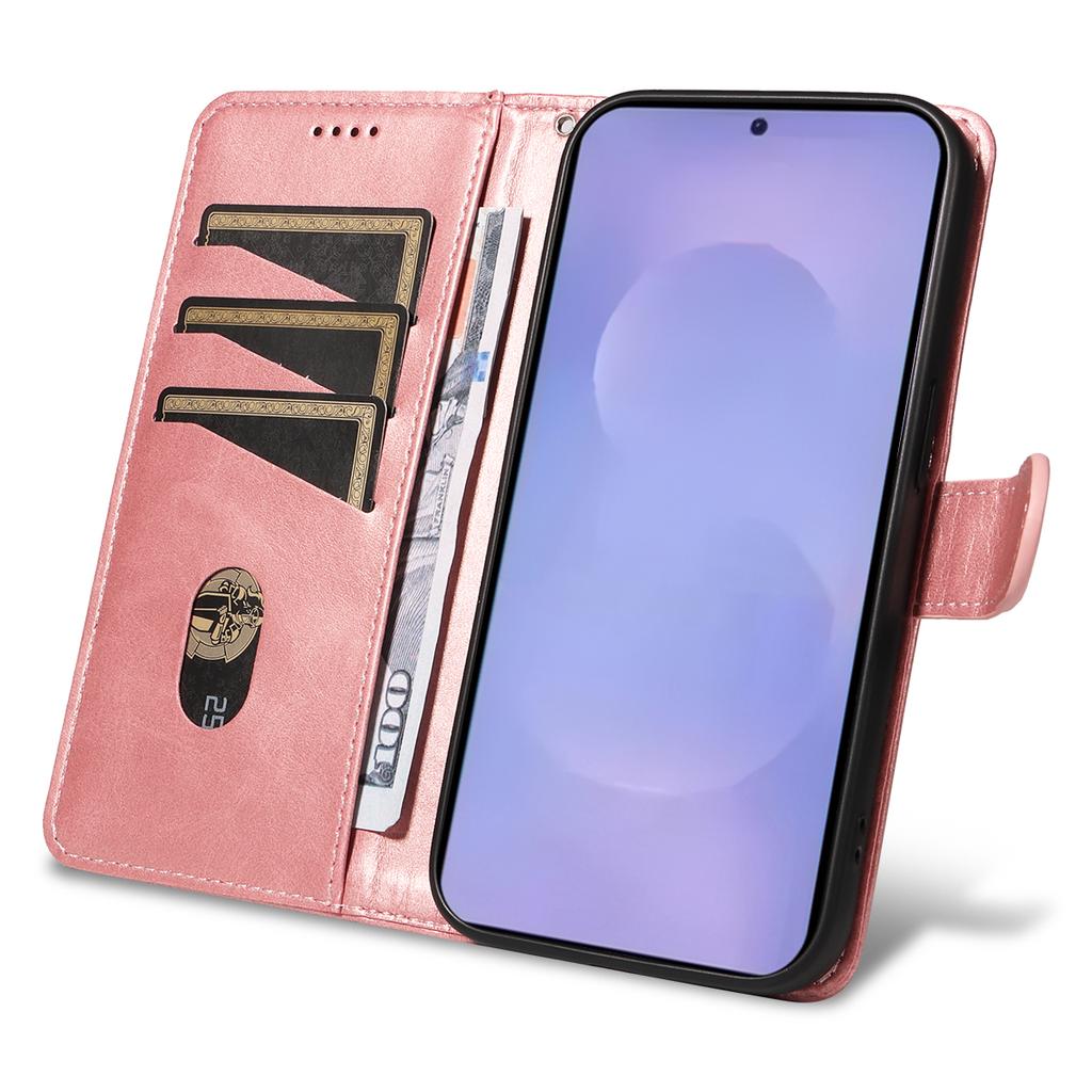 Luxury Line Cards Solt Wallet Flip Leather Phone Case For Samsung S26 Ultra S25 Plus S24 A06 A17 kickstand Bag Book Strap Cover