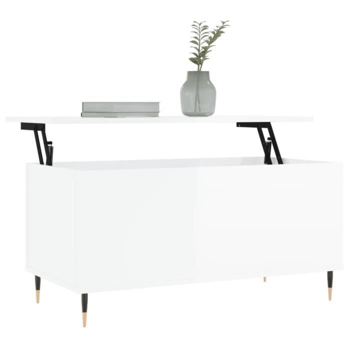 VidaXL Coffee Table High Gloss White 90x44.5x45 Cm Engineered Wood 830966