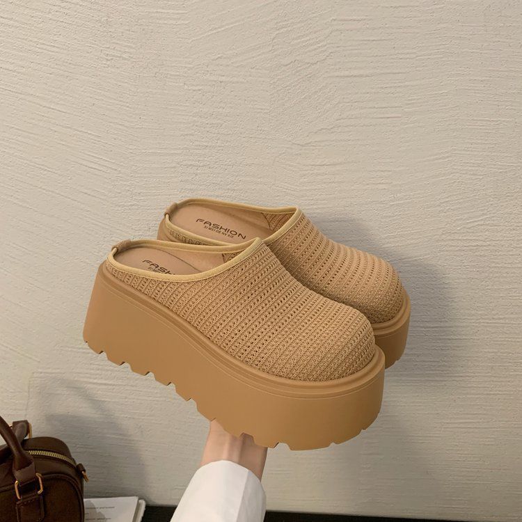 Thick-soled Bag Head Half Slippers Summer Wear 22 Years of New Models with Skirts Mesh Lazy Shoes Birkenstocks